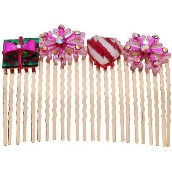 Betsey Johnson ‘Pink XMAS’ Hair Comb & Hair Pin Set NWT/HTF! - Picture 6 of 15